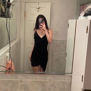 F21 Black Velvet Bodycon Dress